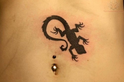 Lizard Belly Button Tattoo